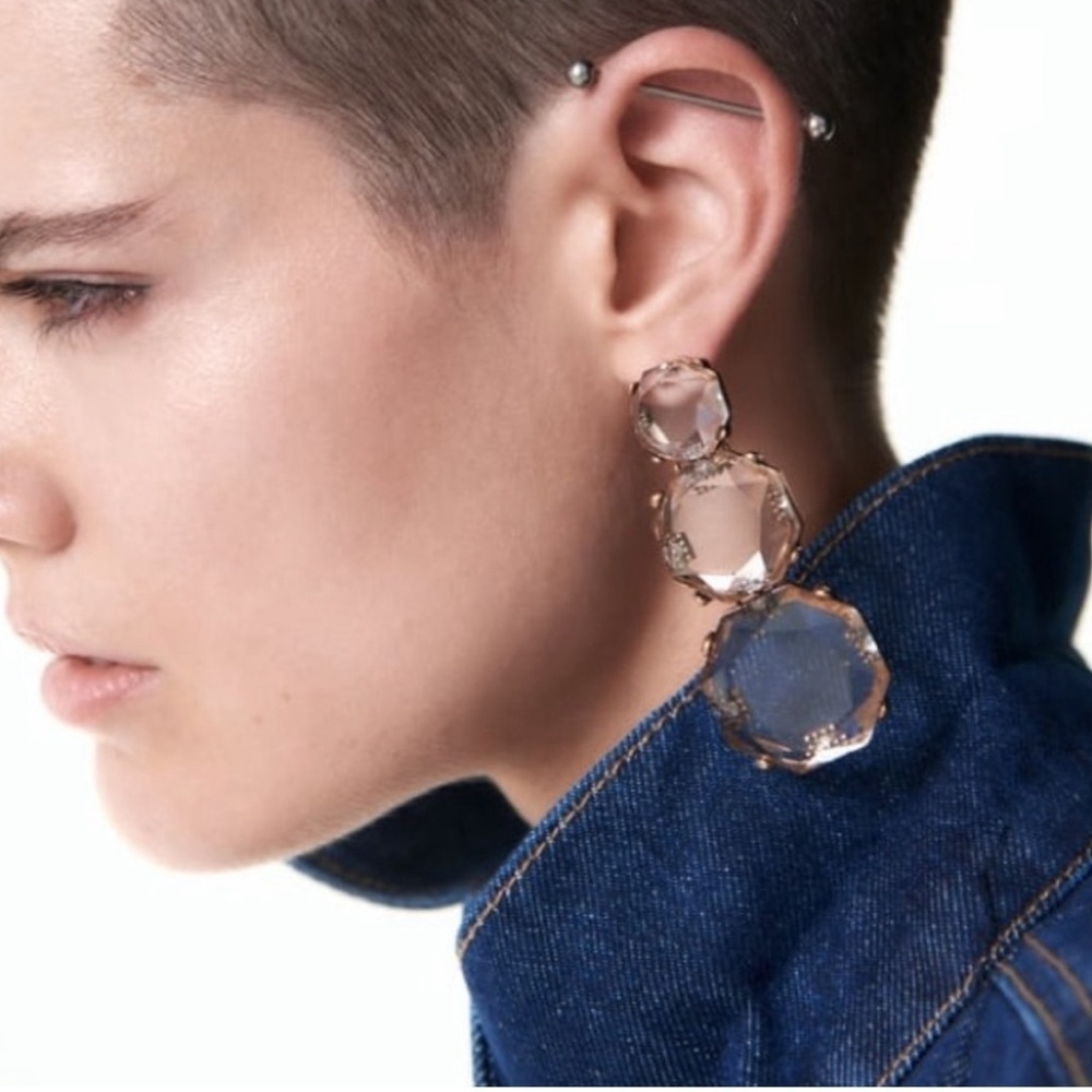 Transparent Crystal Resin Dangle Earrings